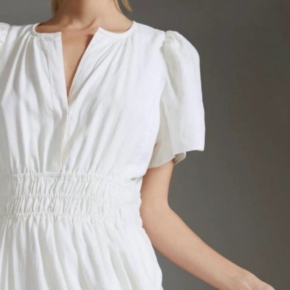 NWT Anthropologie Somerset White Linen Maxi Small